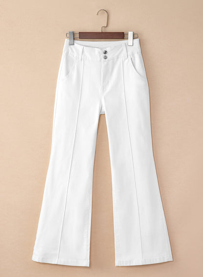 Women's Wide Leg Flare Jeans Baggy High Waisted Stretch Denim Pants