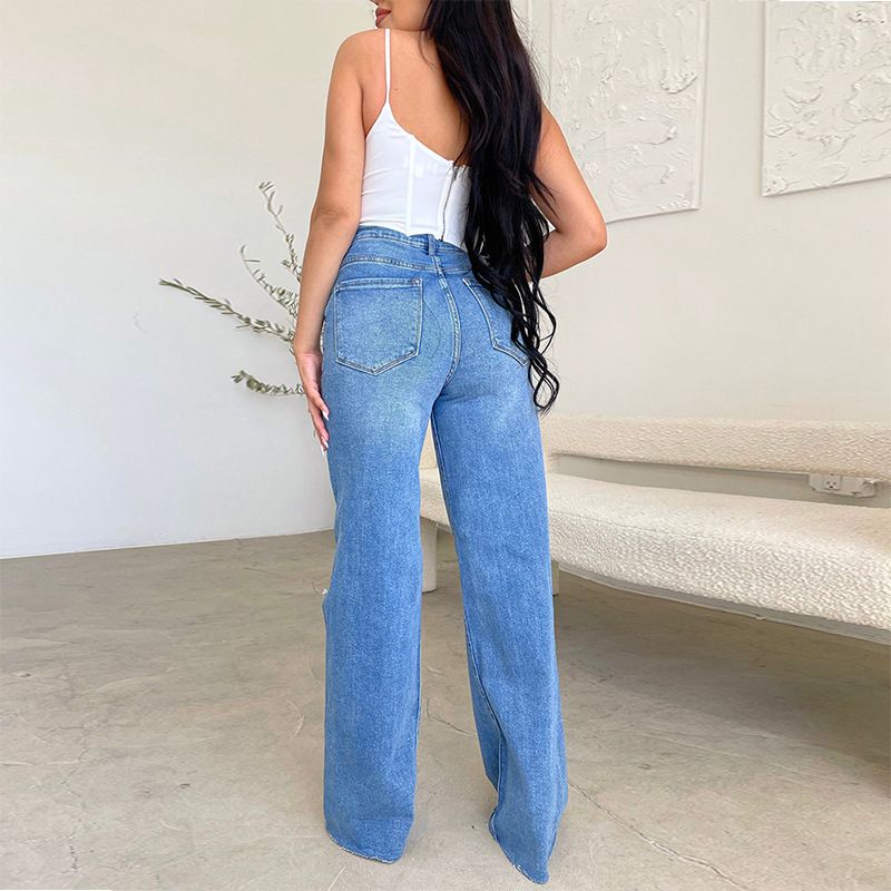 Women's Baggy Jeans Loose Ripped Denim Pants Distressed Wide Leg Palazzo Jeans