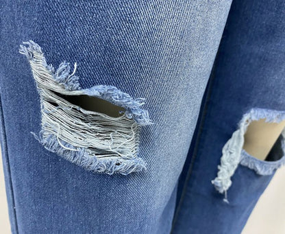 Women's Baggy Jeans Loose Ripped Denim Pants Distressed Wide Leg Palazzo Jeans