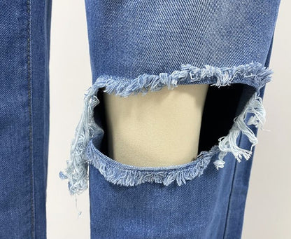 Women's Baggy Jeans Loose Ripped Denim Pants Distressed Wide Leg Palazzo Jeans