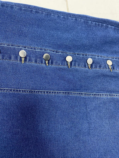 Women’s Button Front High Waist Denim Skirt Irregular Split Bodycon Jean Skirt