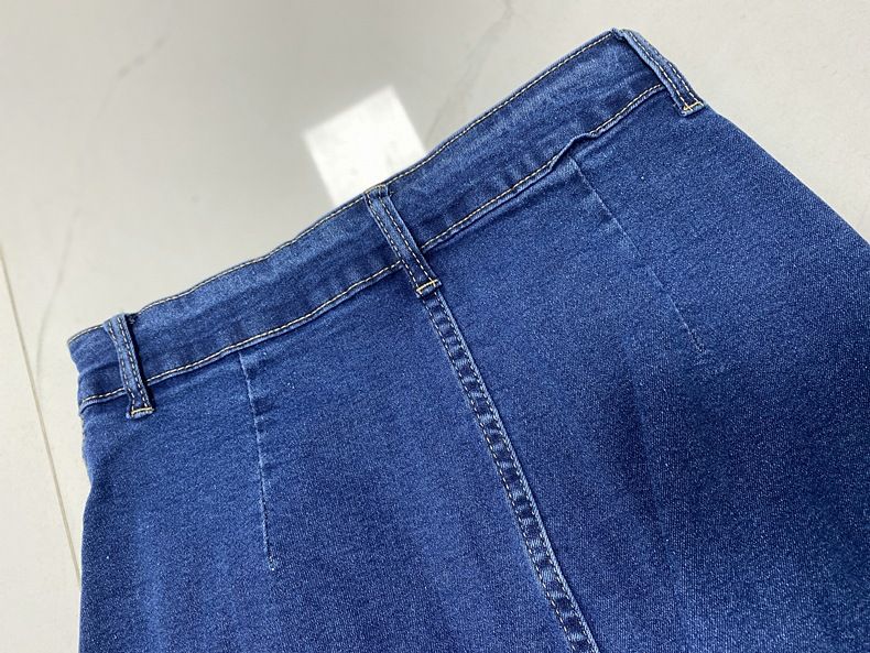 Women’s Button Front High Waist Denim Skirt Irregular Split Bodycon Jean Skirt
