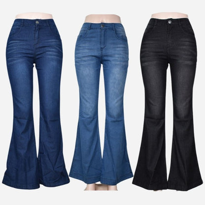 Women's flare bell bottom jeans high waisted bootcut denim