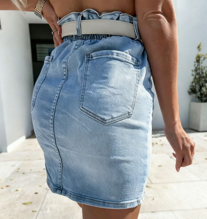 Women’s High Waist Denim Skirt Elastic Waist Bodycon Jean Slim Fit Pencil Skirt