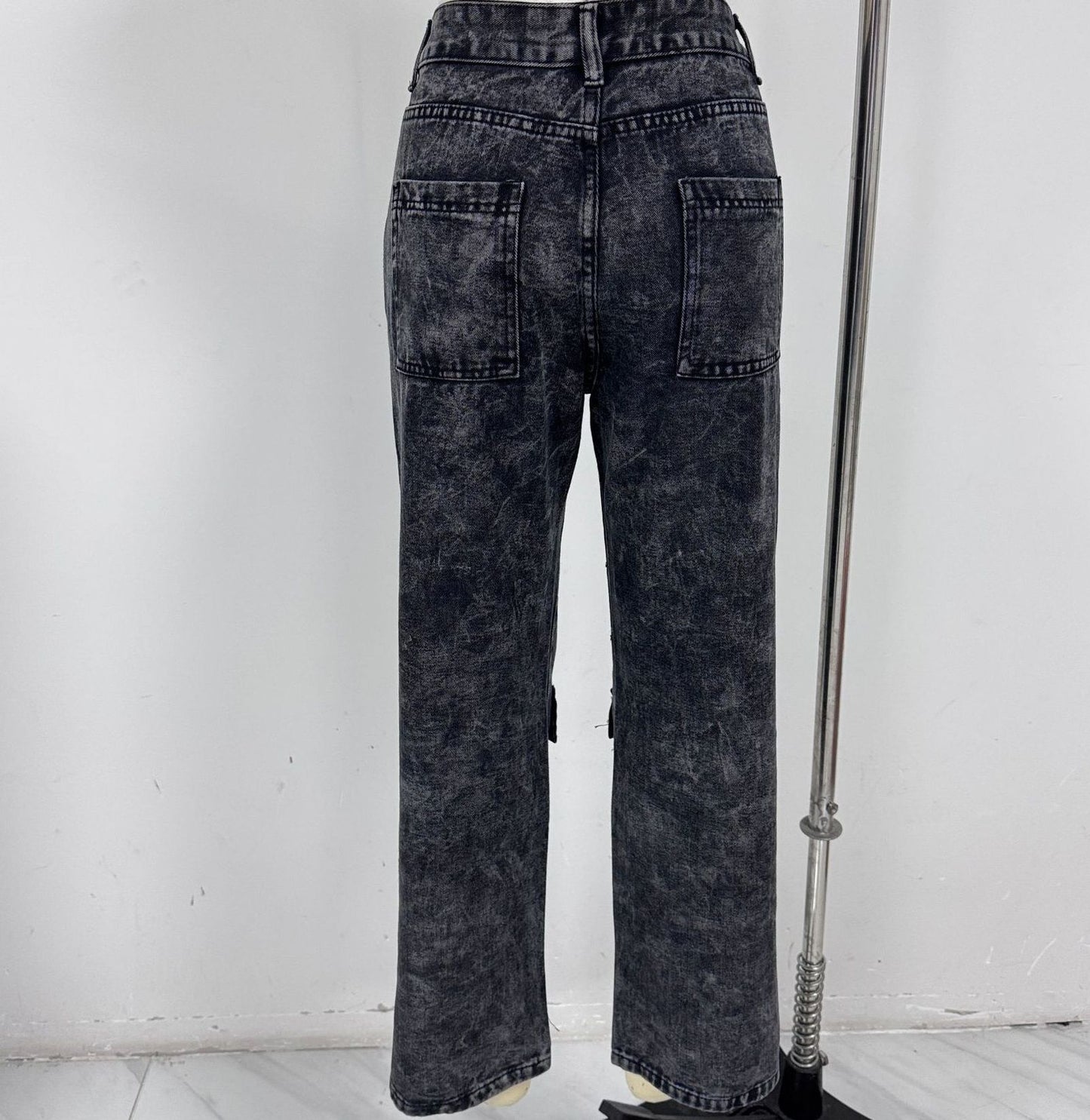 Women's High Waisted Cargo Jeans Straight Wide Leg Stretch Baggy Jean