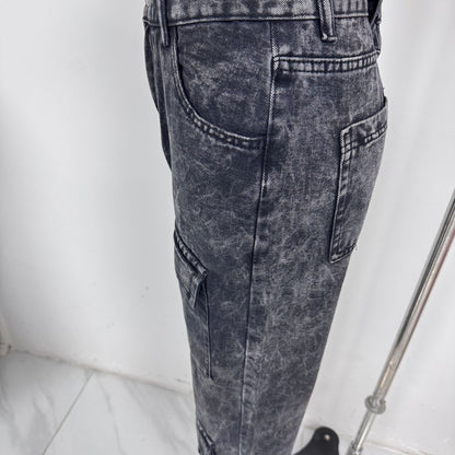 Women's High Waisted Cargo Jeans Straight Wide Leg Stretch Baggy Jean