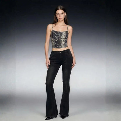women's low rise bell bottom flare jeans in black