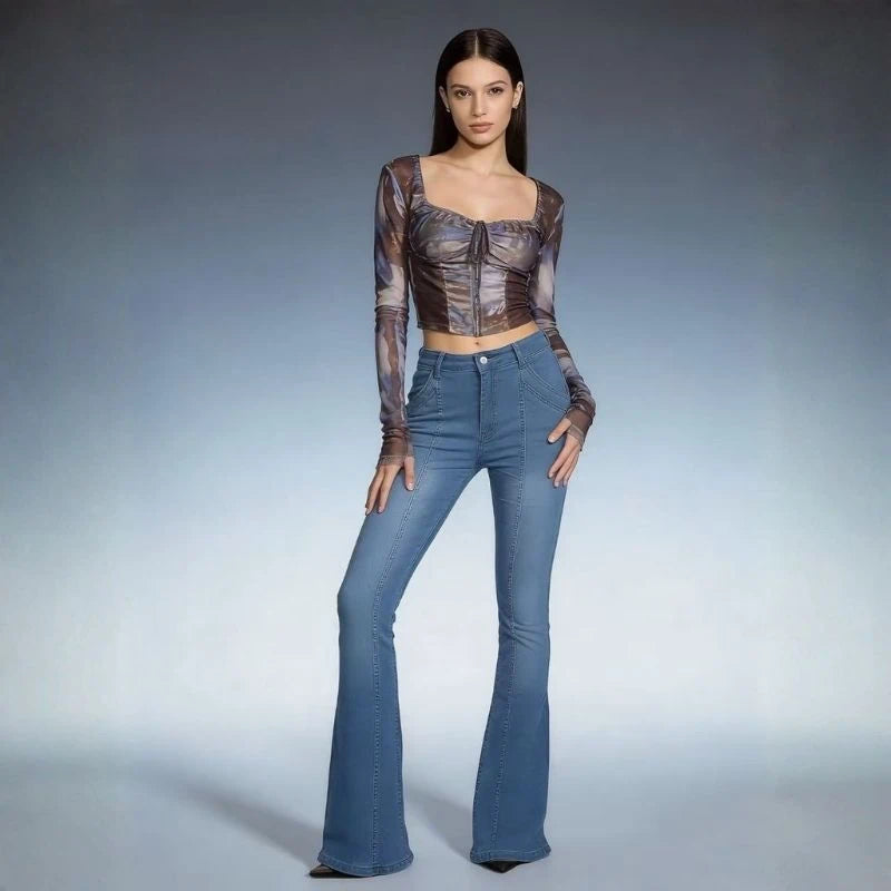 women's low rise bell bottom flare jeans