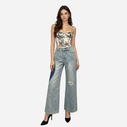 women’s low waist heart-shaped side seam baggy jeans
