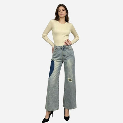 women’s low waist heart-shaped side seam baggy jeans