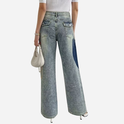 women’s heart-shaped side seam baggy jeans, back view