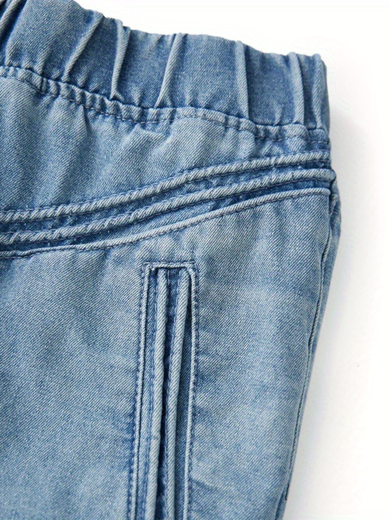 Women's Retro Jeans Skirt Elastic High Waist Frayed A-Line Maxi Denim Skirt