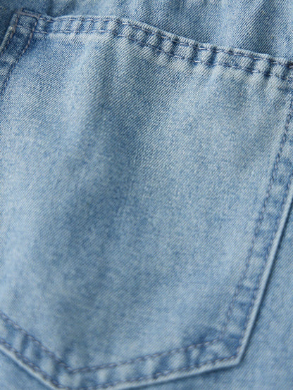 Women's Retro Jeans Skirt Elastic High Waist Frayed A-Line Maxi Denim Skirt