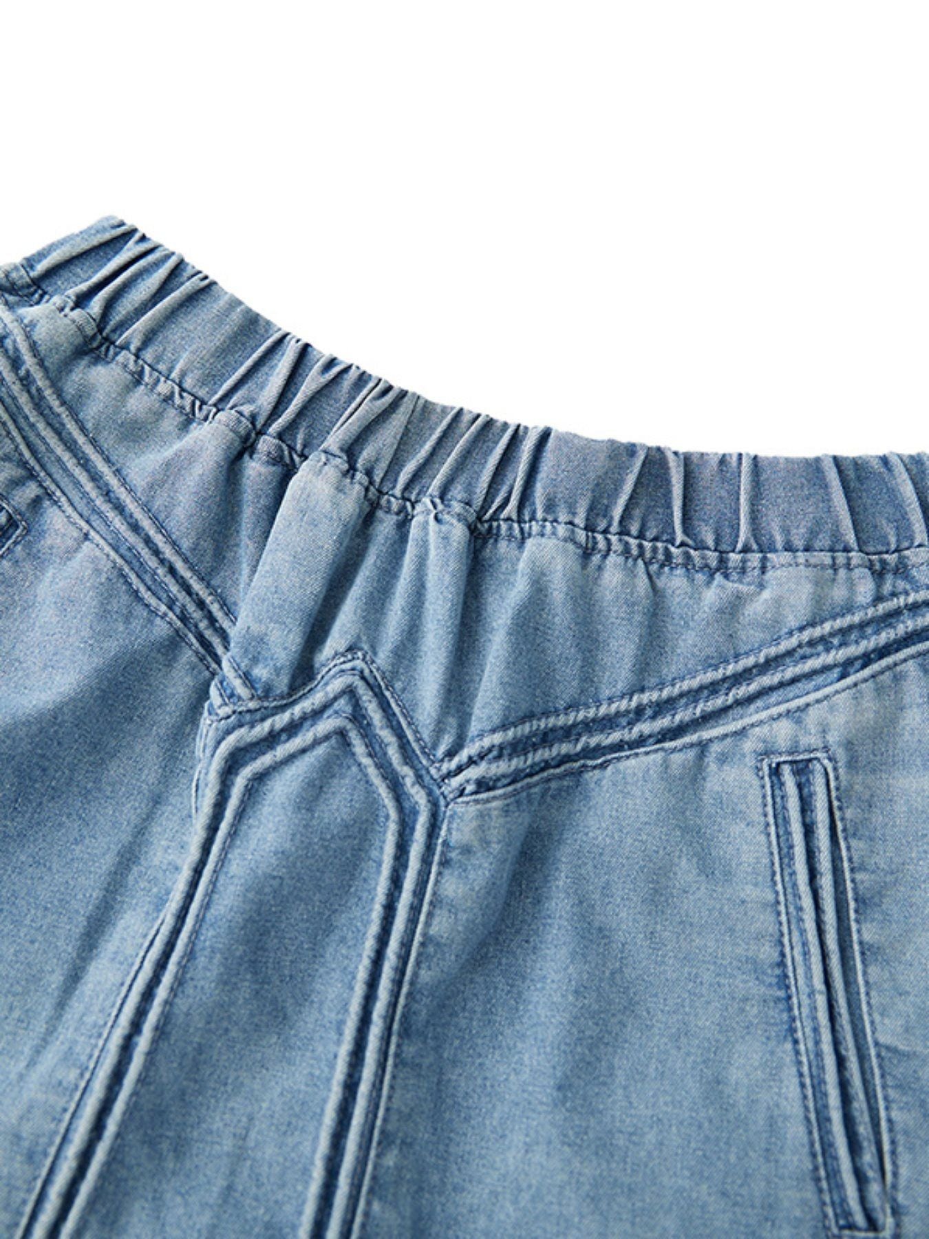 Women's Retro Jeans Skirt Elastic High Waist Frayed A-Line Maxi Denim Skirt