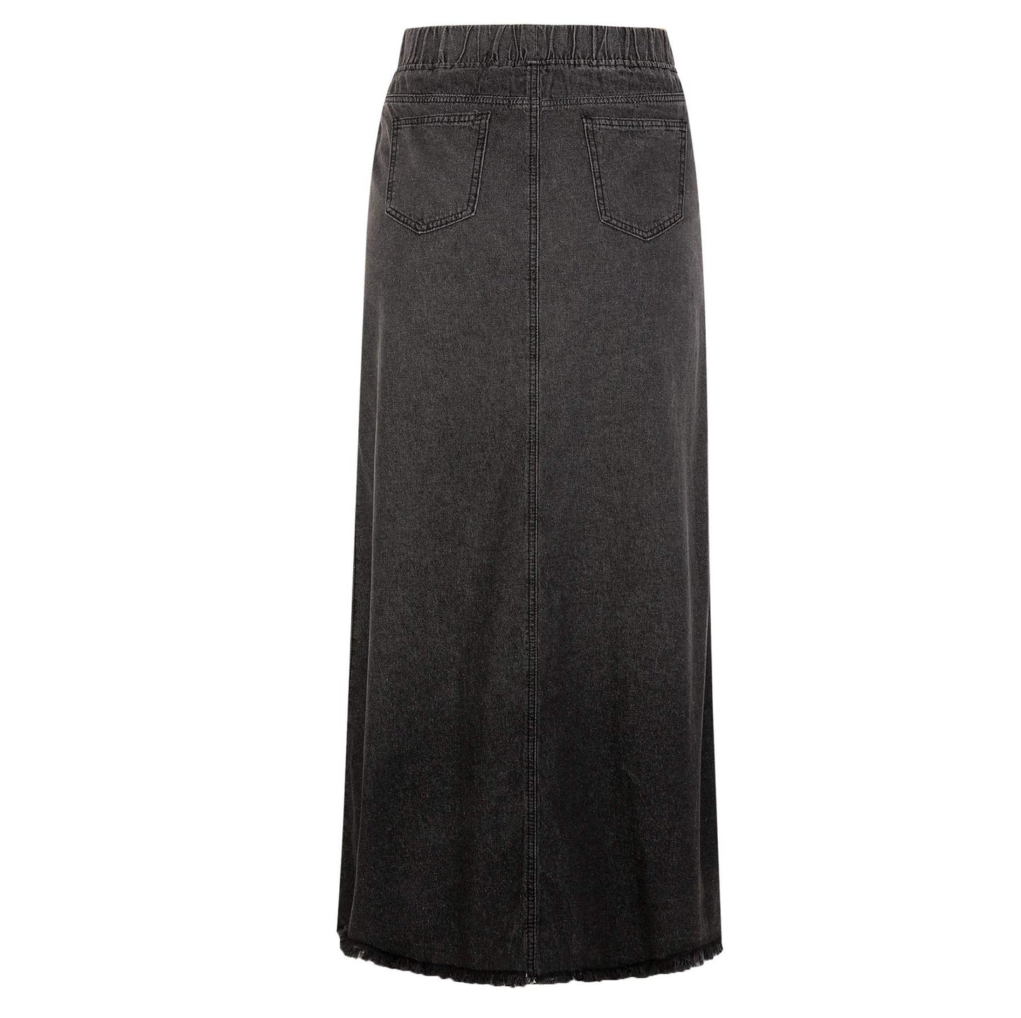 Women's Retro Jeans Skirt Elastic High Waist Frayed A-Line Maxi Denim Skirt