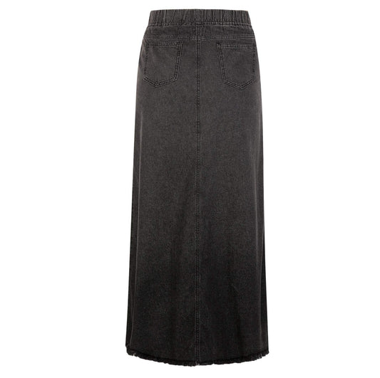 Women's Retro Jeans Skirt Elastic High Waist Frayed A-Line Maxi Denim Skirt