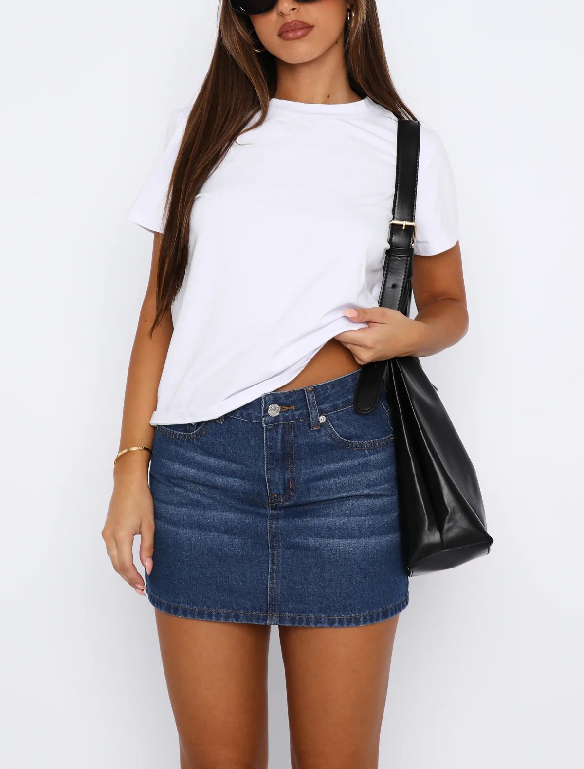 Women’s Stretch Denim Mini Skirt Slim Fit Low Waist Bodycon Jean Skirt Navy Color