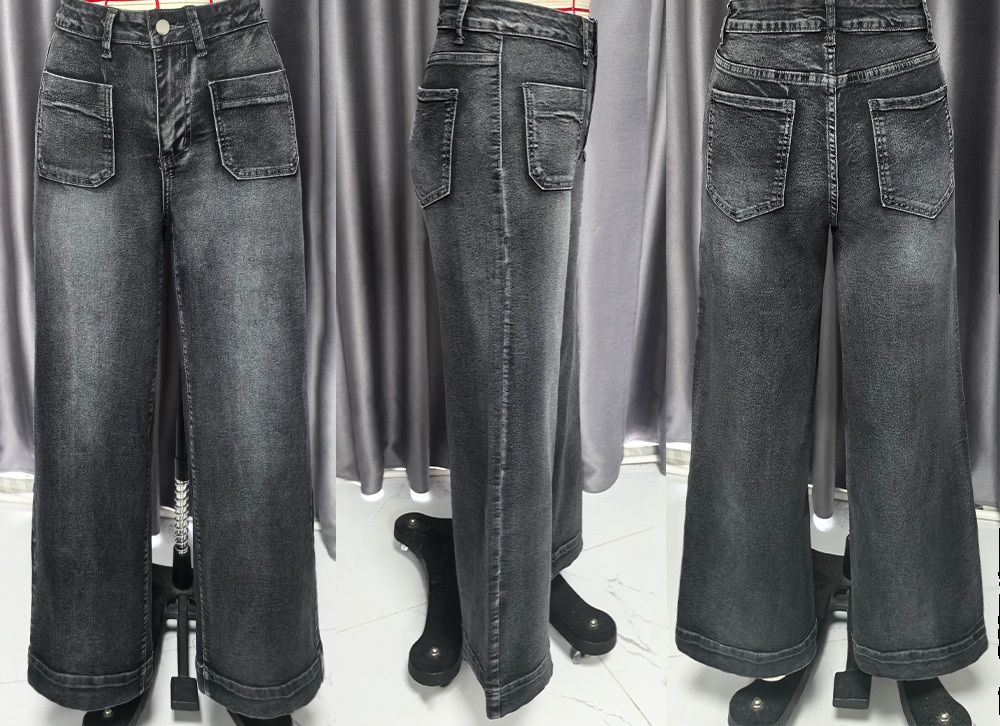 レディース ワイドレッグジーンズ ハイウエスト ストレッチ フレアジーンズ パンツ