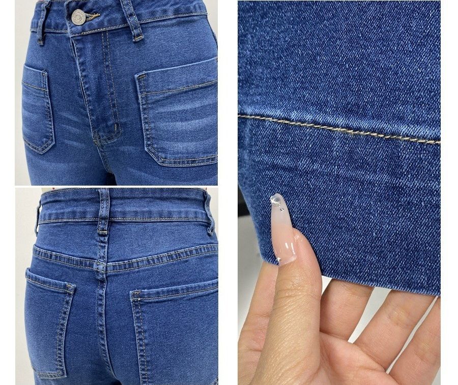 レディース ワイドレッグジーンズ ハイウエスト ストレッチ フレアジーンズ パンツ