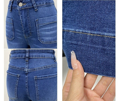 レディース ワイドレッグジーンズ ハイウエスト ストレッチ フレアジーンズ パンツ