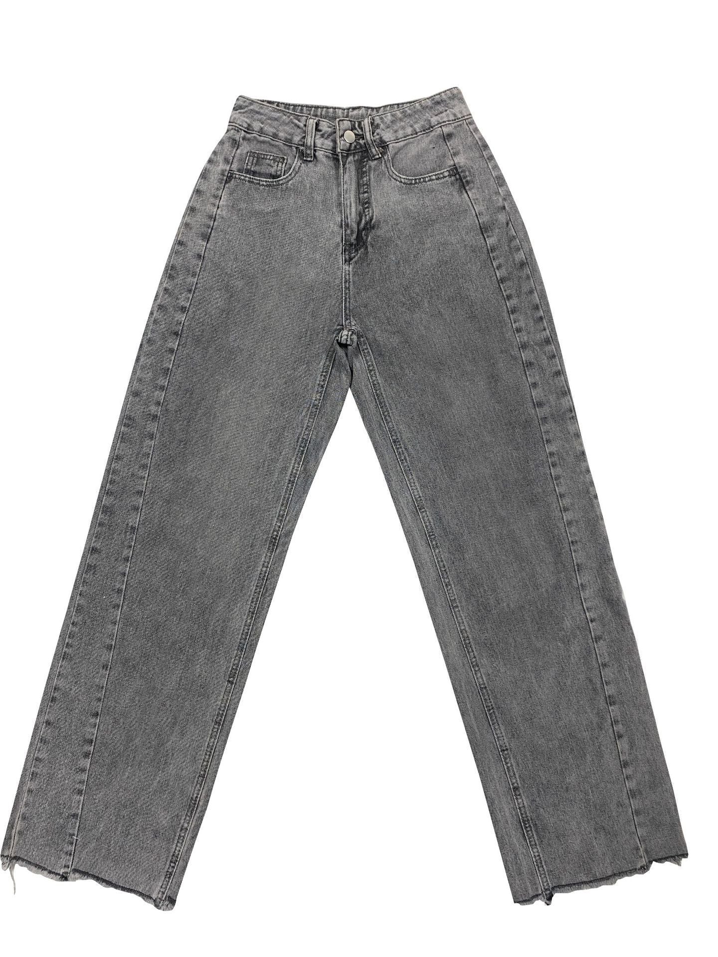 Women's Wide Leg Jeans High Waisted Strech Raw Hem Denim Pants