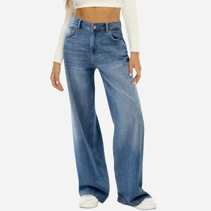 Women's Wide Leg Jeans Loose Fit High Waisted Straight Leg Denim Pants