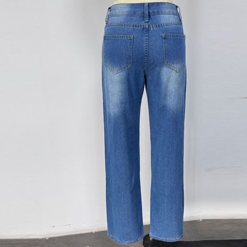 Women's Wide Leg Jeans Loose Fit High Waisted Straight Leg Denim Pants