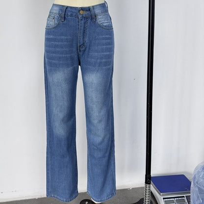Women's Wide Leg Jeans Loose Fit High Waisted Straight Leg Denim Pants