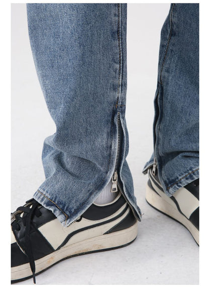 Y2K Distressed Straight Leg Ripped Jeans for Men Hip Hop Streetwear Denim