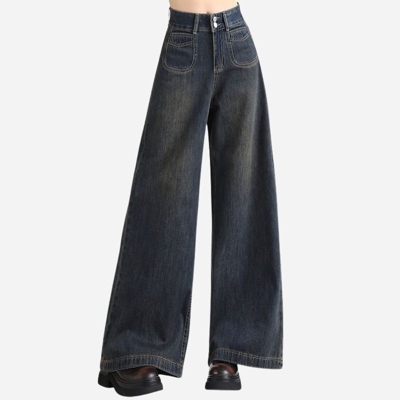 High Waisted Wide Leg Jeans Women Denim Trousers with Tummy Control & Butt-Lifting