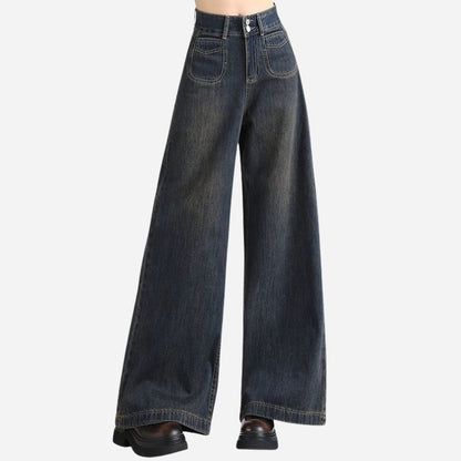 High Waisted Wide Leg Jeans Women Denim Trousers with Tummy Control & Butt-Lifting
