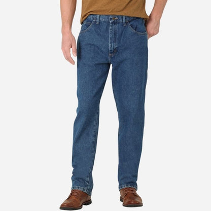 Men's Mid Rise Jeans Stretchy Straight Classic Relaxed Fit Denim Pants