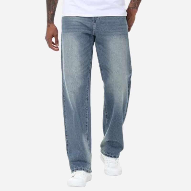 Men's Non-Stretch Loose Fit Wide-Leg Baggy Jeans Pants