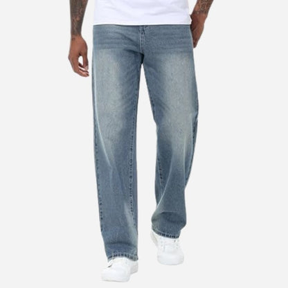 Men's Non-Stretch Loose Fit Wide-Leg Baggy Jeans Pants