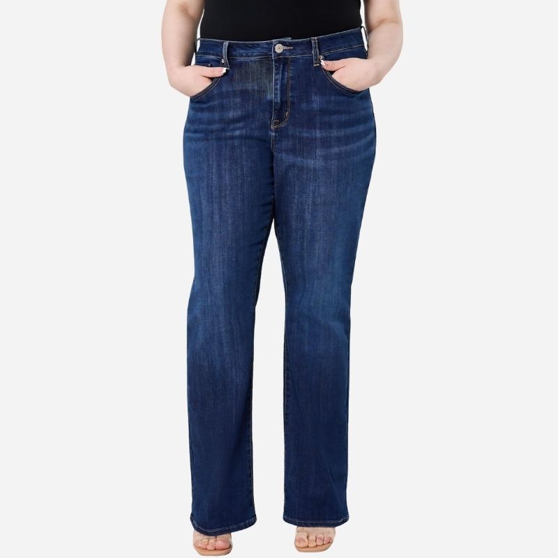 Women's Plus Size Bell Bottom Jeans High Rise Flare Denim Pants