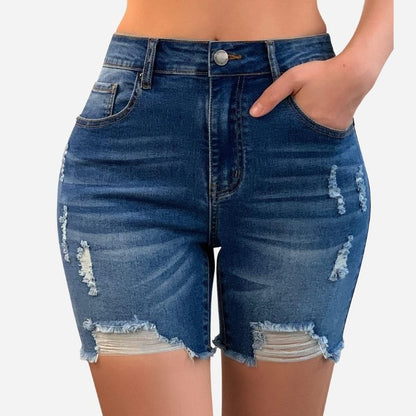 Women Ripped High Waisted Shorts Summer Distressed Denim Jean Shorts