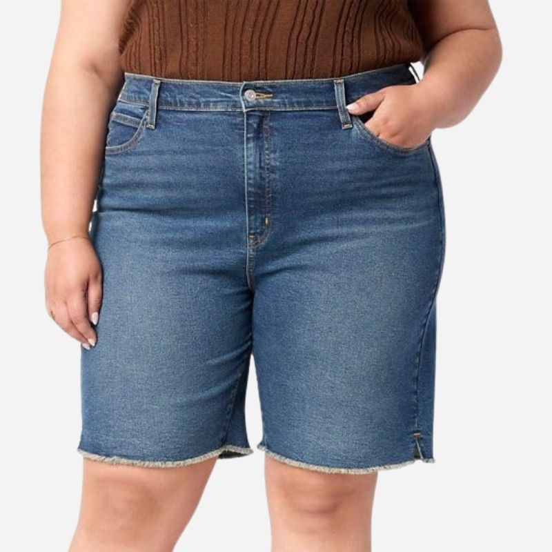 Women's Plus Size Jeans High Waisted Shorts Stretchy Knee Length Denim Shorts