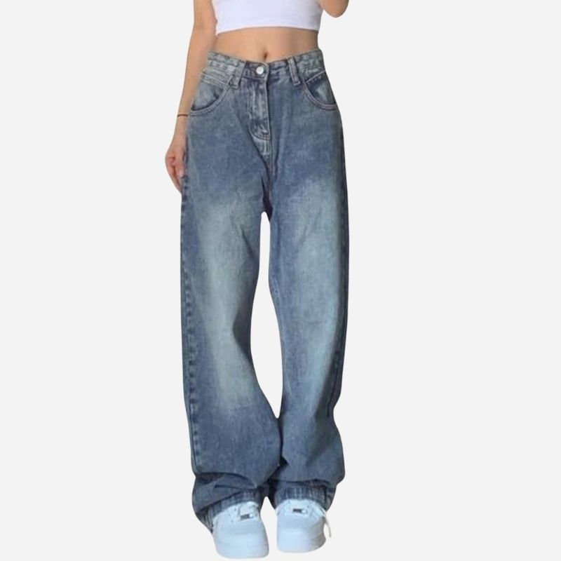 Baggy Jeans for Women Wide Leg Straight Denim Pants Boyfriend Trousers