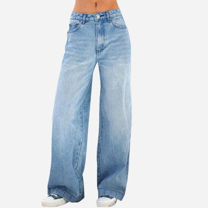 Women's Wide Leg Jeans Loose Fit High Waisted Straight Leg Denim Pants