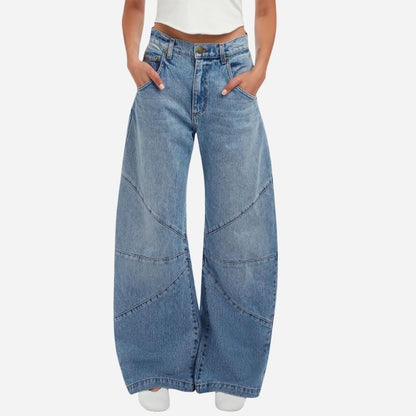 Women's High Waisted Baggy Barrel Jeans Boyfriend Wid Leg Denim Pants