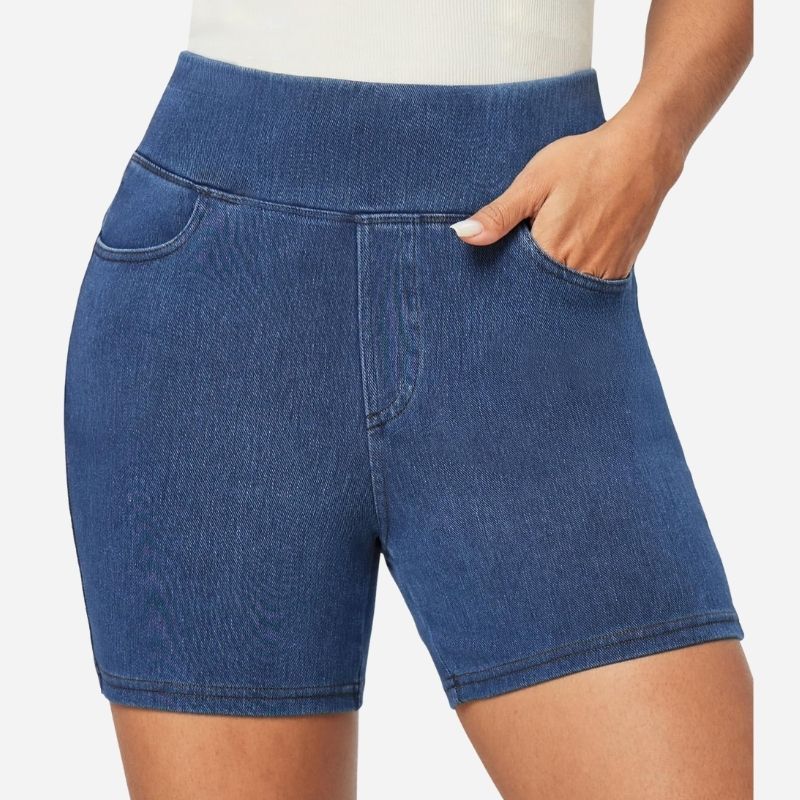 Stretchy Jean Shorts for Women High Waisted Pull On Jorts Denim Shorts