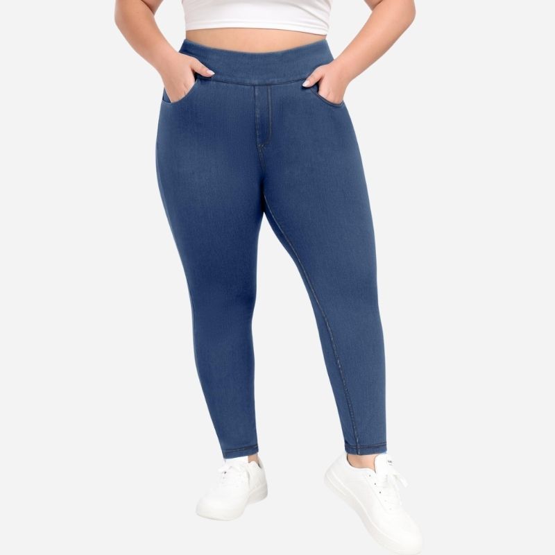 Plus Size Jeans Women High Waisted Jeggings Tummy Control Denim Sweatpants